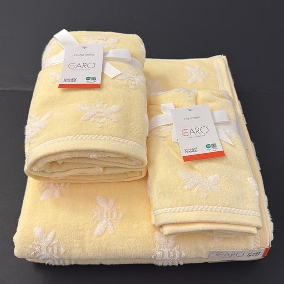 Caro Home Other - 6pc CARO HOME Raised Bee Motif Bath Towel Set - Dunbobee - Chamomile
